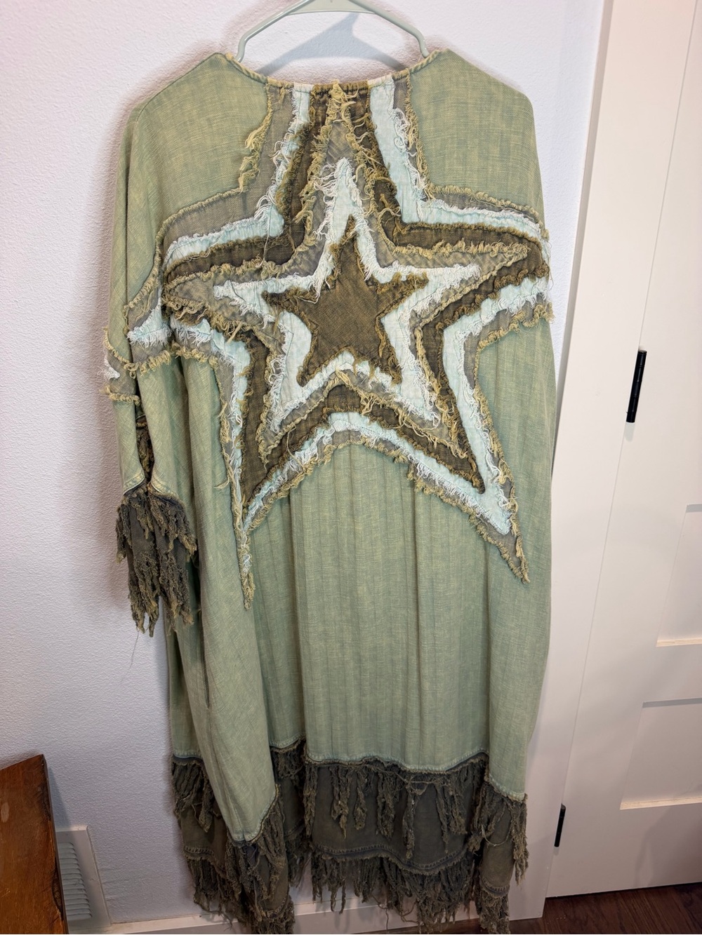 Oli & Hali Sage Green Fringe Star Boho Throw